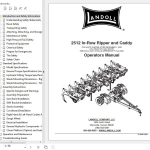 Landoll 2512 In-Row Ripper And Caddy Operator’s Manual F-1040-1221