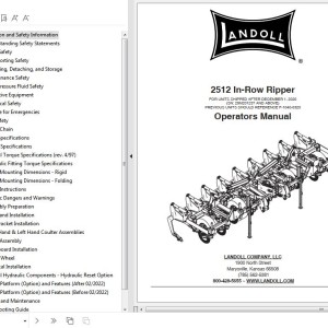 Landoll 2512 In-Row Ripper Operator’s Manual F-1040-0123