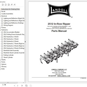 Landoll 2512 In-Row-Ripper Parts Manual F-1039-0121