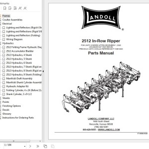 Landoll 2512 In-Row-Ripper Parts Manual F-1039-0122