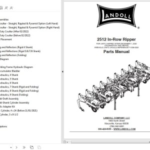 Landoll 2512 In-Row Ripper Parts Manual F-1039-0123