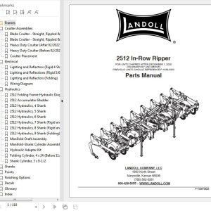 Landoll 2512 In-Row-Ripper Parts Manual F-1039-0622