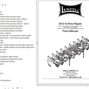 Landoll 2512 In-Row-Ripper Parts Manual F-1039-1021