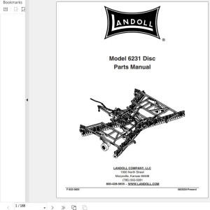 Landoll 6231 Tandem Disc Harrow Parts Manual F-833-0820A