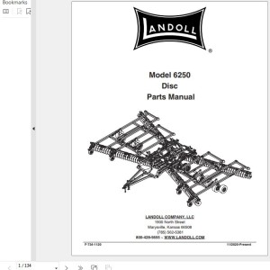 Landoll 6250 Tandem Disc Harrow Parts Manual F-734-1120