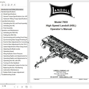 Landoll 7833 High-Speed Landoll Operator’s Manual F-894-0919