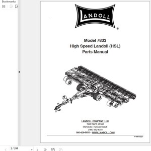 Landoll 7833 High-Speed Landoll Parts Manual F-895-0221