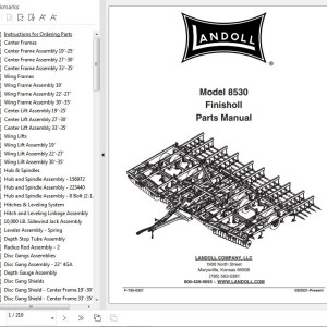 Landoll 8530 Finisholl Parts Manual F-755-0321