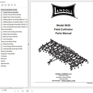 Landoll 9630 Field Cultivators Parts Manual F-633-1022