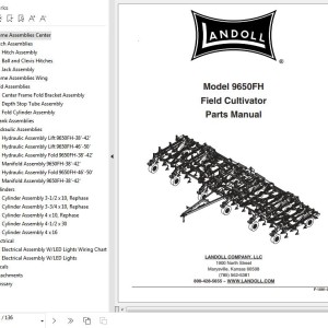 Landoll 9650FH Field Cultivators Parts Manual F-1091-0722