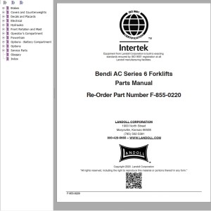 Landoll Bendi AC Series 6 Parts Manual F-855-0220