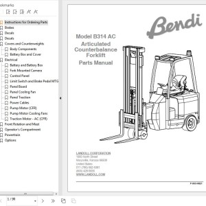 Landoll Bendi B314 AC Parts Manual F-953-0821