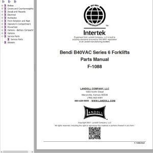 Landoll Bendi B40VAC AC Series 6 Parts Manual F-1088-0621
