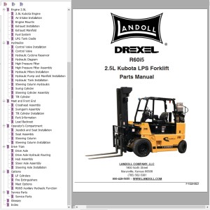 Landoll Drexel R60i5 2.5L Kubota LPS Parts Manual F-1028-0821