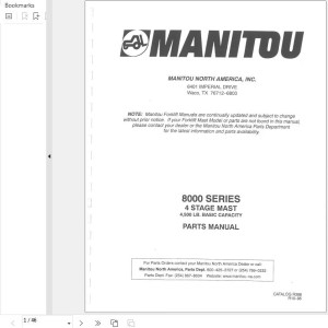 Mantiou 8000 Series Parts Manual R10-95
