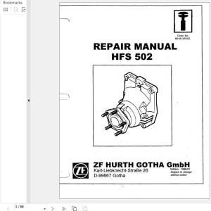ZF Hurth Gearbox HFS 502 Repair Manual 661813-R-02