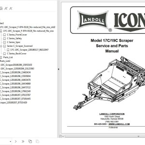 Landoll Icon 17C 19C Scraper Service and Parts Manual F-974-0118