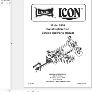 Landoll Icon 6510 Construction Disc Service and Parts Manual F-753-0919