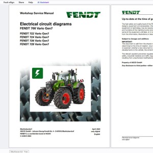 FENDT 700 Vario Gen7 Gen 7.1 Electrical Hydraulic Pneumatic Diagrams 2026