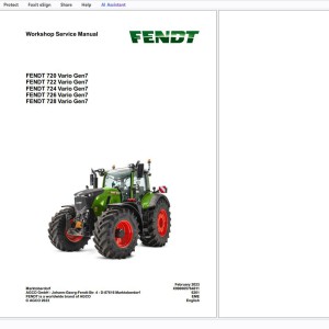 FENDT 700 Vario Gen7 Gen 7.1 Workshop Service Manuals