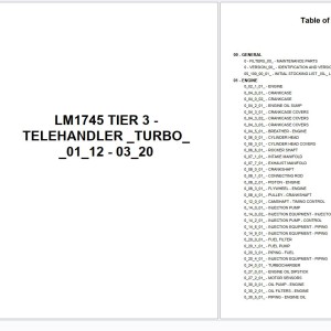 New Holland LM1745 TIER 3 Turbo Spare Parts Catalog