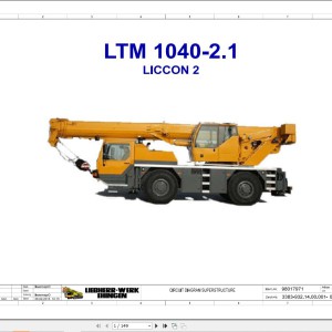 Liebherr LTM 1040-2.1 Z52250 Electric and Hydraulic Diagrams EN