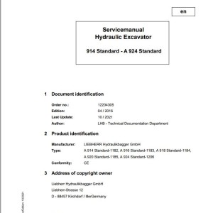 Liebherr A914 - A924 Service Manual 12204305 10.2021