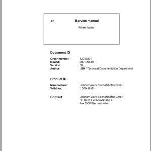Liebherr L506-1816 Service Manual 12242501 version 6 2021
