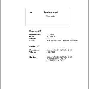 Liebherr L538-1854 Service Manual 12273670 2021
