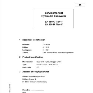 Liebherr LH150C LH150M Service Manual 118267009 04.2021
