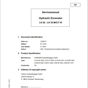Liebherr LH22 - LH35M LH35C LH35T Service Manual 11832771 10.2021