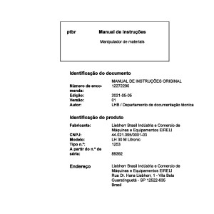 Liebherr LH30M Litronic Original Operators Manual 12272290 2021_PT