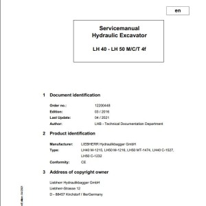 Liebherr LH40 - LH50M LH50C LH50T Service Manual 12200448 04.2021