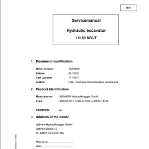 Liebherr LH60M LH60C LH60T Service Manual 12209608 11.2021