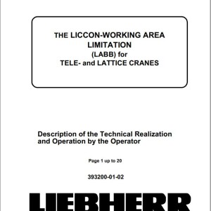 Liebherr LTM 1055-3.1 Liccon Working Range Limitation Manual