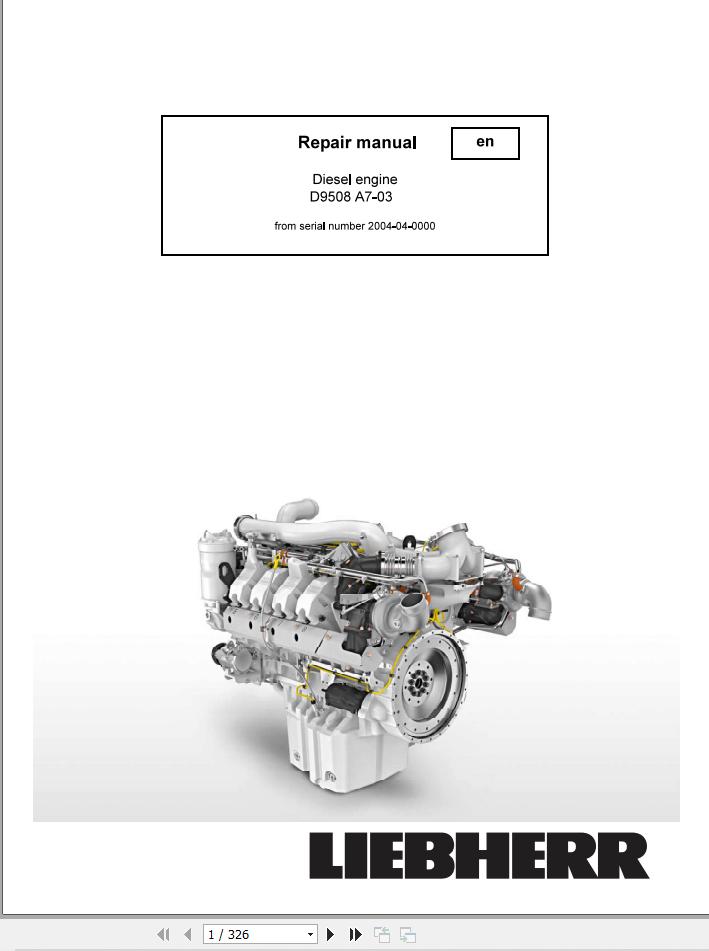 Liebherr LTM 1400-7.1 Drive Assembly Diesel Engine Manual