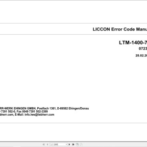 Liebherr LTM 1400-7.1 Error Code List & Diagnostics Manual