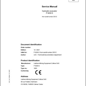 Liebherr P9250E Service Manual 2021