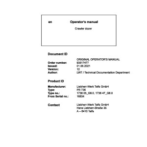 Liebherr PR736 Original Operators Manual 93517477 2021