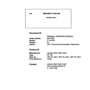 Liebherr PR746 Original Operators Manual 93517580 2021