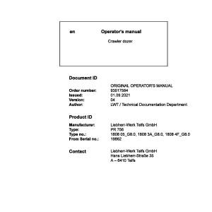 Liebherr PR746 Original Operators Manual 93517584 2021