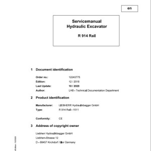 Liebherr R914 Rail Service Manual 12243775 10.2020