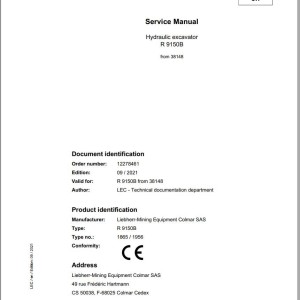 Liebherr R9150B Service Manual 12278461 09.2021