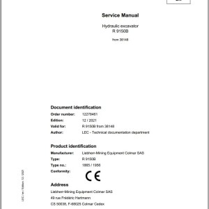 Liebherr R9150B Service Manual 12278461 12.2021