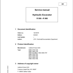 Liebherr R956 - R980 Service Manual 10216478 05.2021