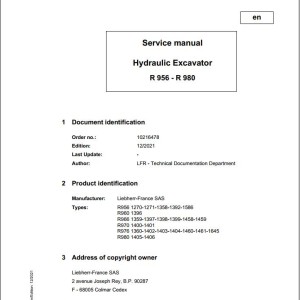 Liebherr R956 - R980 Service Manual 10216478 12.2021