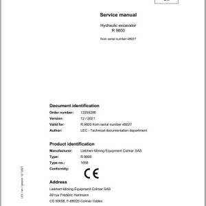 Liebherr R9800 Service Manual 12255296 12.2021