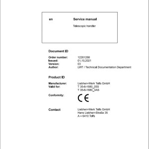 Liebherr T35-6-1680-05S T35-6-1680-3AS Service Manual 12261268 2021