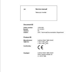 Liebherr T36-7-1667-05S T36-7-1667-3AS Service Manual 12261269 2021