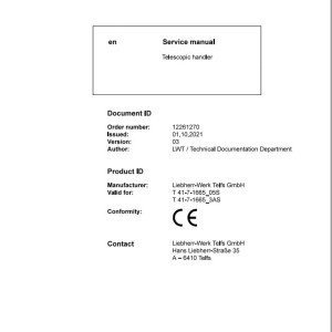 Liebherr T41-7-1665-05S T41-7-1665-3AS Service Manual 12261270 2021